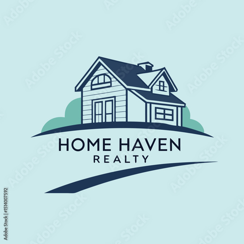Elegant Home Realty Logo Design with Simple House Illustration on Hill
