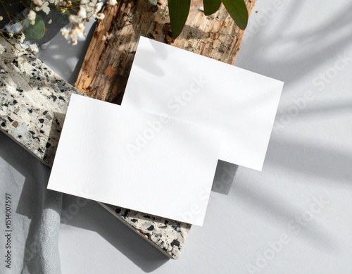 Mockup de carte de visite fond bois 