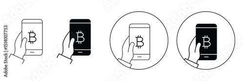 Set of Cryptocurrency icon collection. Bitcoin, crypto currency, money, blockchain technology, mining, exchange, payment symbol.