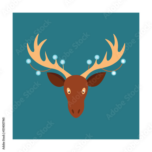 Festive reindeer head winter holiday design