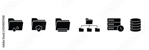 Set of Data Protection icon collection. Cyber Security, spam, secure, security, antivirus, password symbol.
