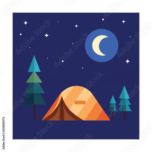 Camping under the night sky moonlit adventure