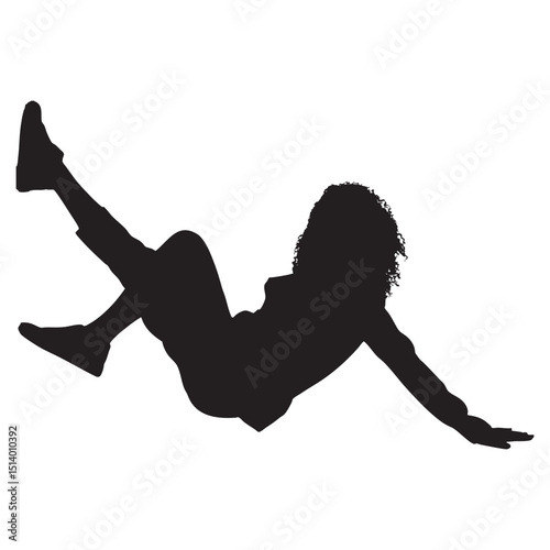 Silhouette of Woman Falling Backwards with Arms and Legs Outstretched