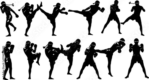 Thai boxing.Self-defense art on white background-vector
