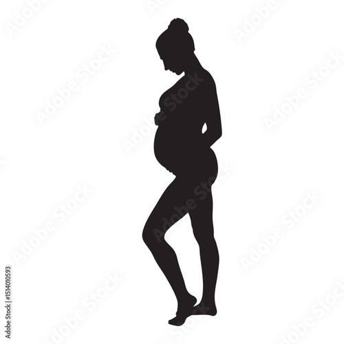 Silhouette of Pregnant Woman Standing in Profile