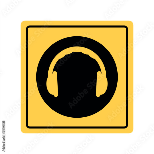 hearing protection required sign in yellow and black