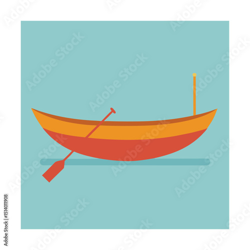 Colorful rowboat on calm water summer vacation