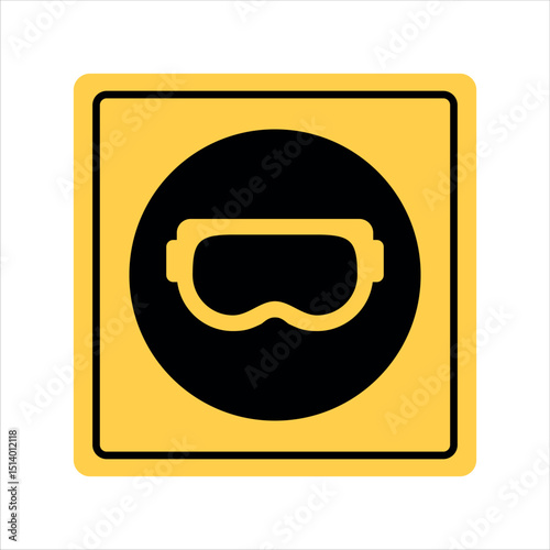 protective goggles required safety sign symbol – eye protection mandatory in industrial workplace areas