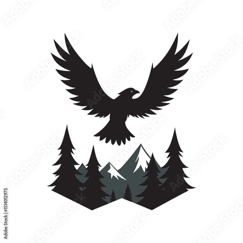Eagle Flying Over Mountains Silhouette