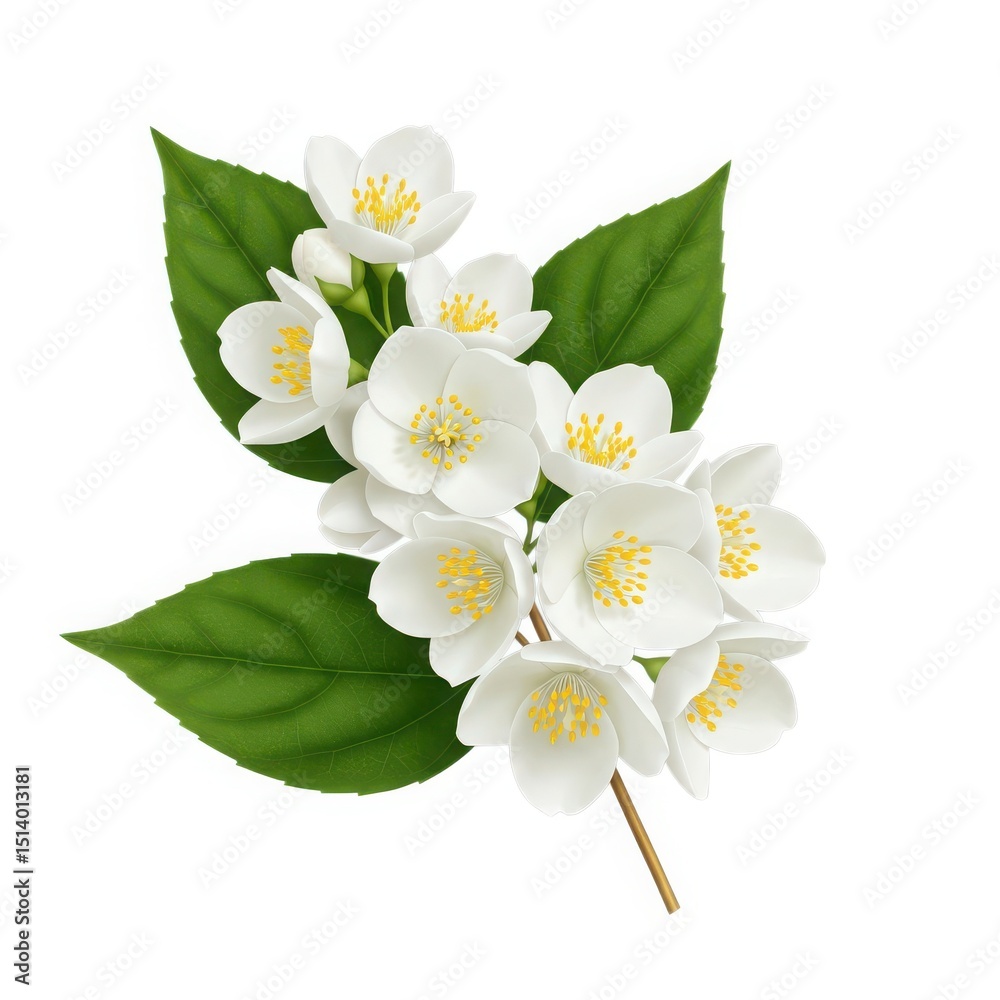 Fototapeta premium Jasmine flower branch isolated on white background