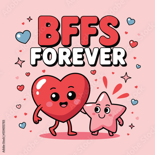 BFFs Forever Heart Star Friends T Shirt Design