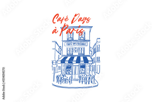 Café Days à Paris – Paris Street Café Sketch Art 
