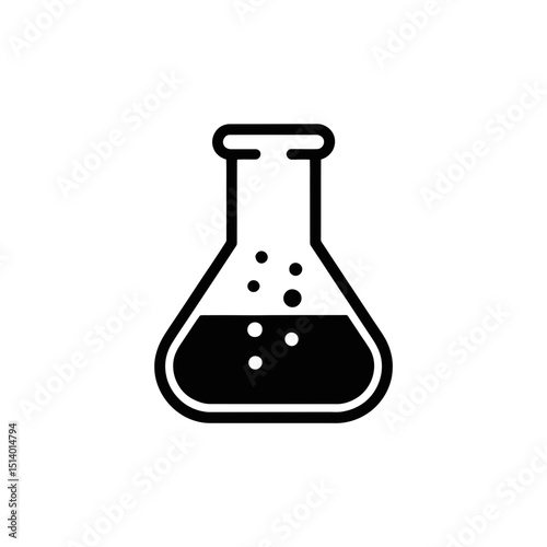 A black icon depicts a laboratory flask containing liquid with small bubbles