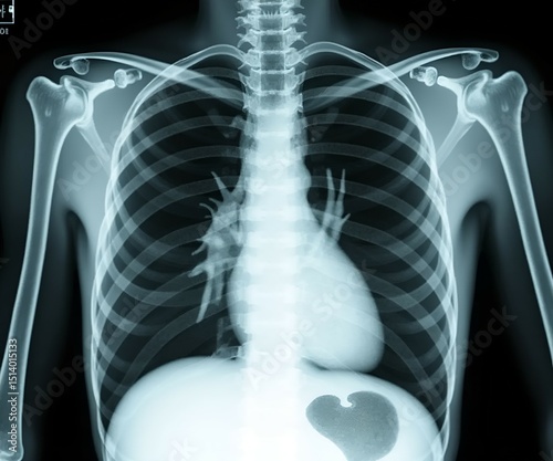  Chest X-Ray Showing Detailed Lungs, Ribs, and Heart Anatomy