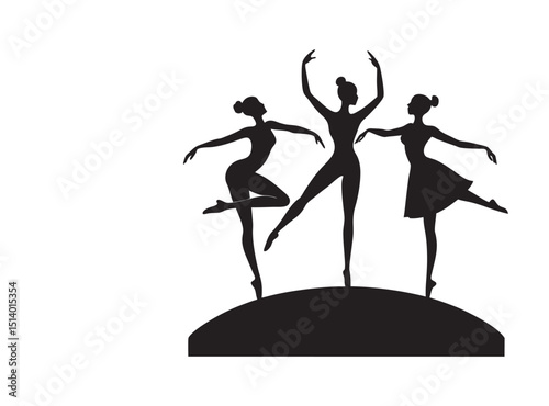 Ballet dancers performing on stage silhouette