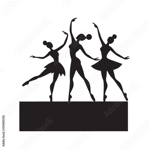Graceful ballet dancers performing silhouette