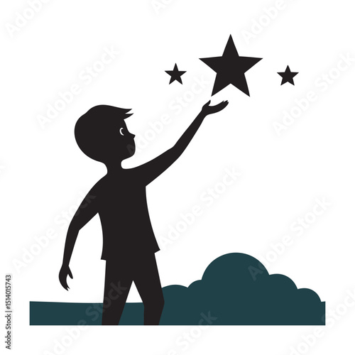 Boy reaching for star dream silhouette