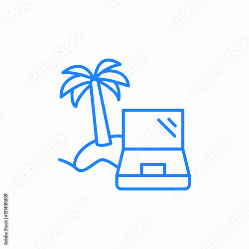 remote work vacation icon sign vector