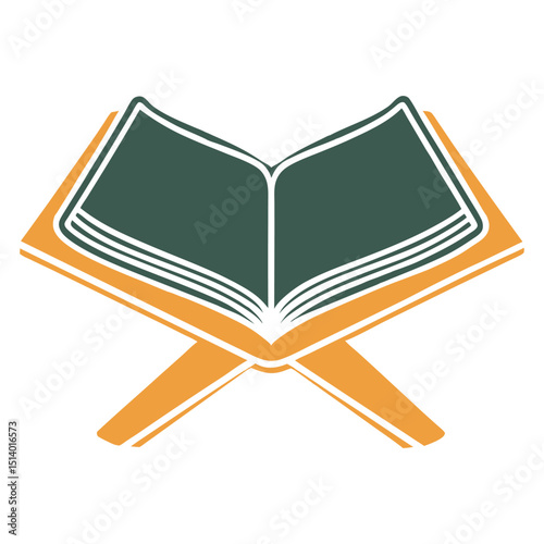 Islamic Book Logo with Wooden Stand Vector.