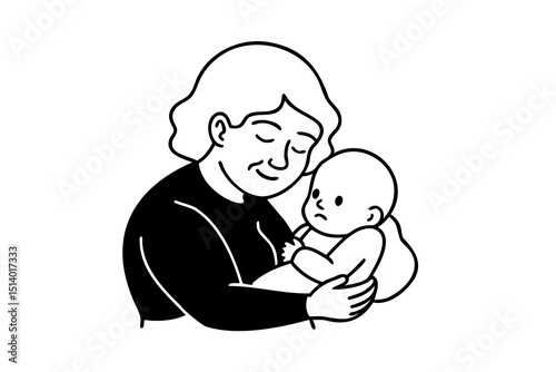 Grandmother lovingly holding her newborn grandchild