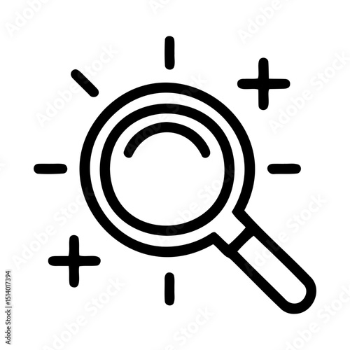 Magnifying glass icon with sparkling effect 