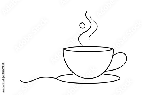 Simple line drawing hot coffee cup steam minimalist design
