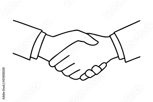 Simple line drawing of two hands shaking in agreement