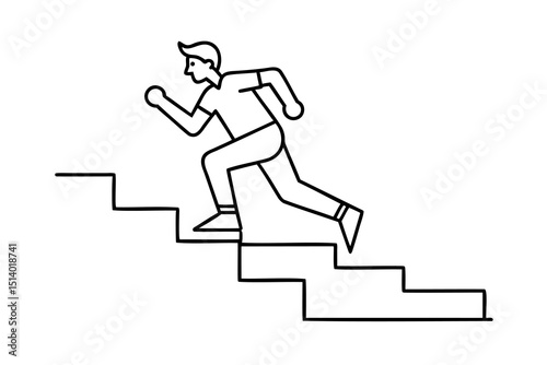 Man running upstairs progress growth success achievement