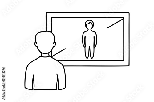Person looking at a screen showing a person