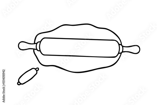Rolling pin on dough baking cooking kitchen food preparation pastry