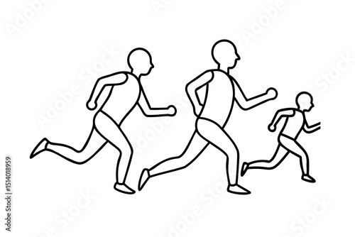 Three figures running marathon race competition fitness sport