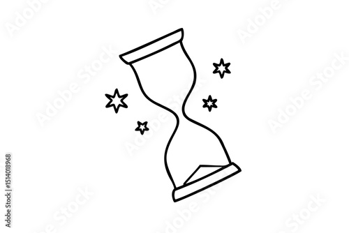 Magical hourglass time passing stars celestial design