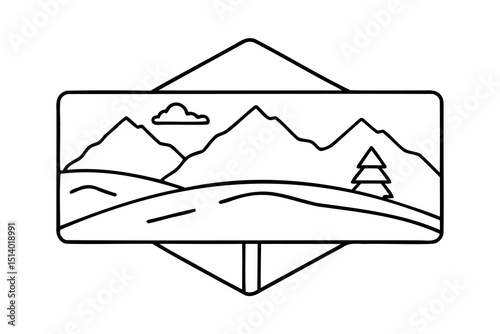 Mountain landscape minimalist line art nature scenery illustration