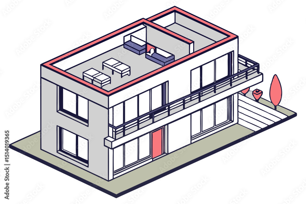 Obraz premium Top View Drawing of Urban Apartment Complex