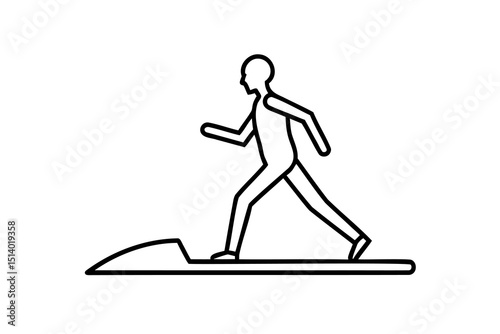 Simple line drawing person walking on treadmill exercise fitness