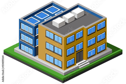Modern Apartment Building Top View Illustration