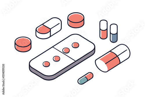 Clean Isometric Capsules and Pills Icon Design