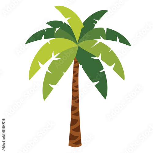 Isolated tropical palm tree illustration on white, a nature design evoking summer beach vacation with its silhouette