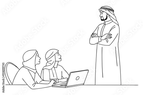 Young Muslim Manager Leading Team Discussion