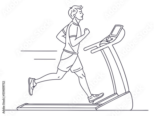 Sportive Man Running on Treadmill for Speed Training