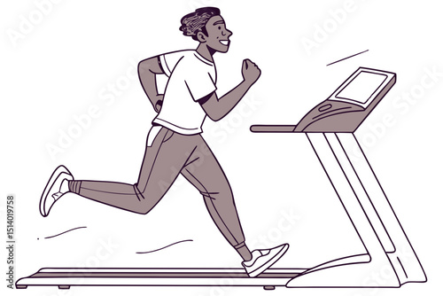 Young Athlete Practicing Sprinting on Treadmill