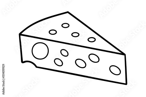 A simple line drawing of a wedge of swiss cheese