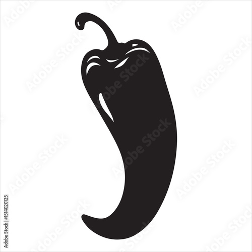 A logo with a chili pepper in black and white