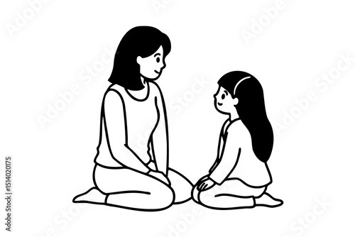 Mother and daughter sitting together sharing a moment