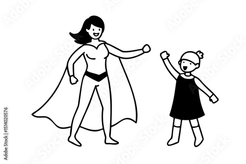Super mom and daughter superhero team power girls