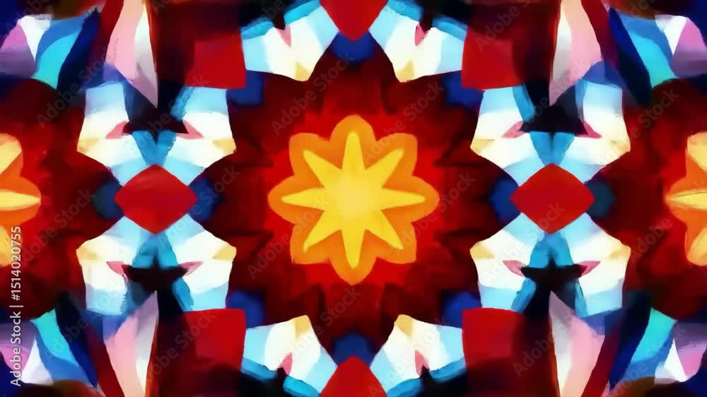 Abstract colorful kaleidoscope pattern background with symmetrical design.