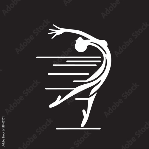 Silhouette of a woman doing gymnastics on a black background