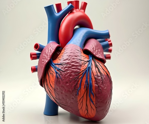  3D Rendering of the Inside of a Human Heart with Detailed Anatomy

