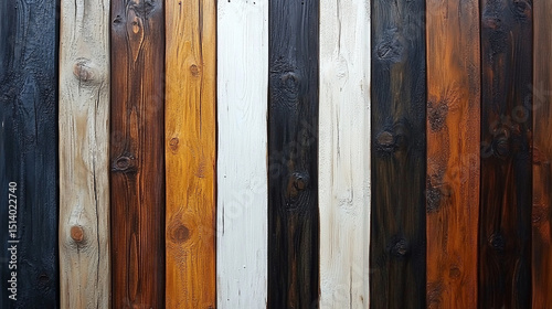 Modern white and brown wood plank texture combines natural warmth with contemporary design. The clean lines and contrasting tones create a stylish surface perfect for interiors, furniture, and floorin photo