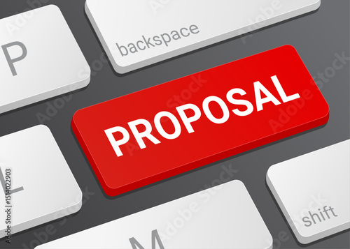 Close up Proposal Button on Laptop or Computer Keyboard with White Text for Business Pitch and Digital Interface Concept 3D Illustration